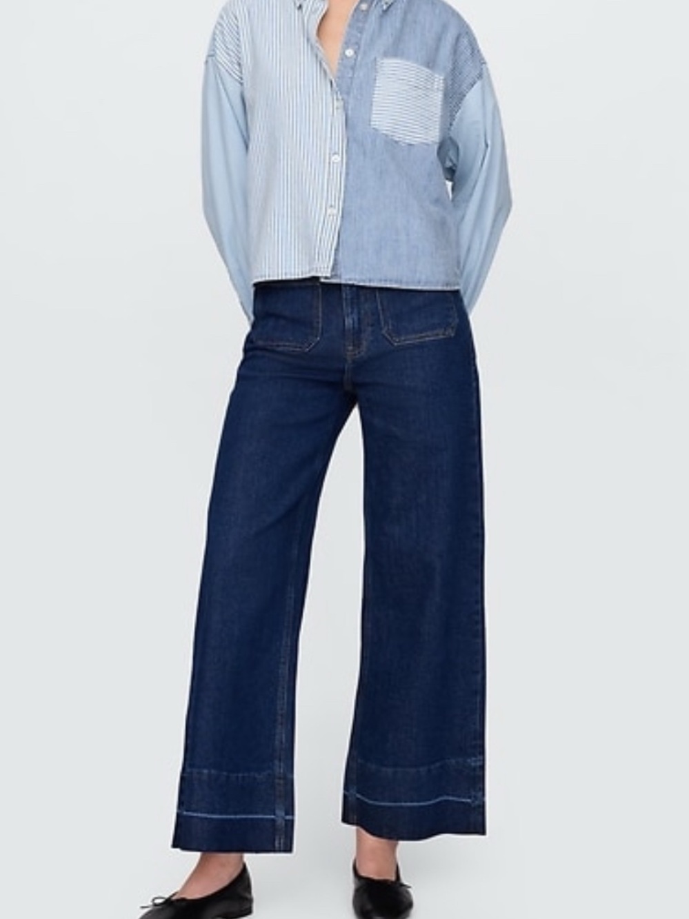GAP Stride Ankle High-Rise Dark Blue Women's Wide-Leg Jeans